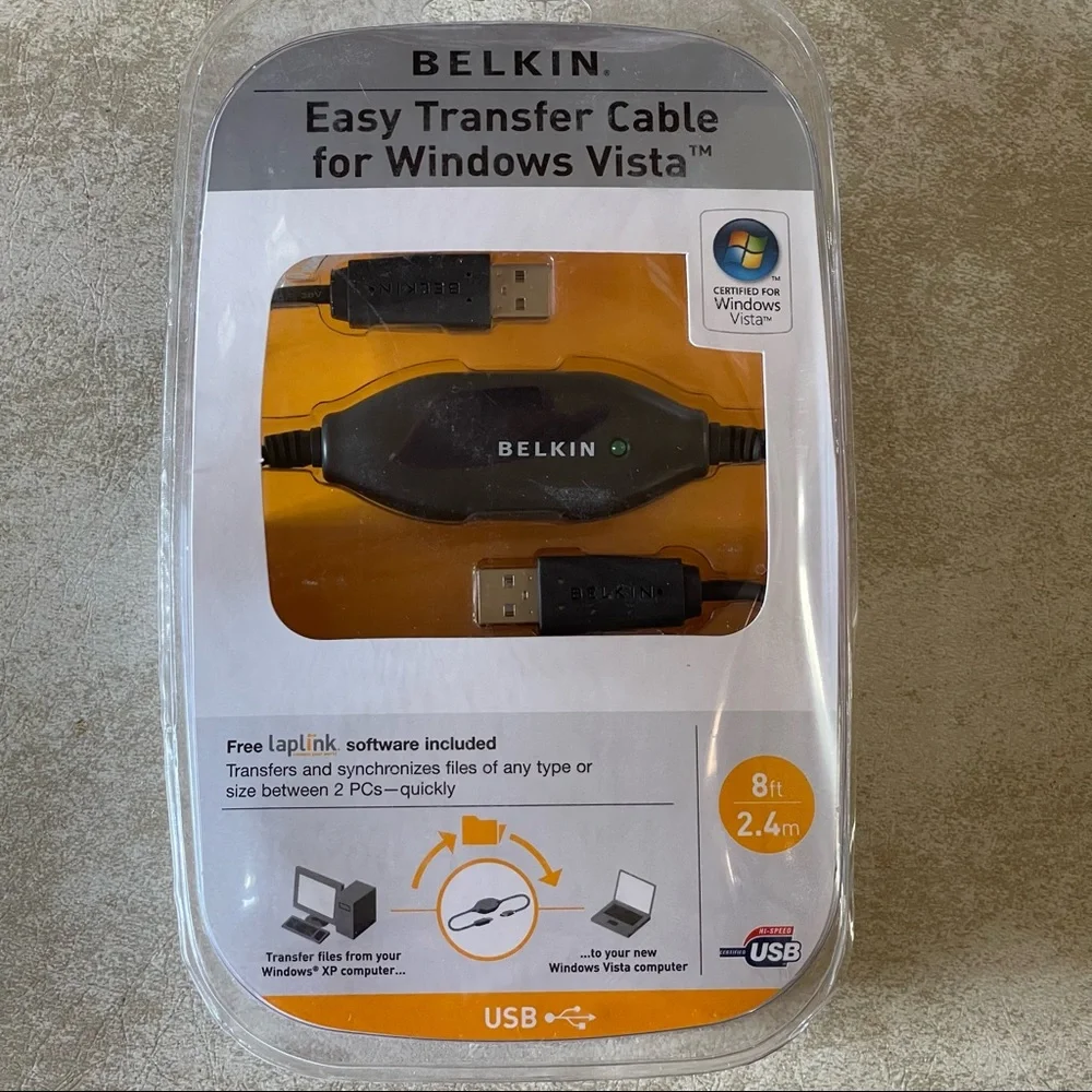 BELKIN EASY TRANSFER CABLE 4 WINDOWS VISTA USB 8FT FREE LAPLINK SOFTWARE